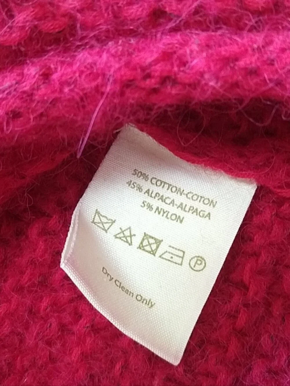 Free People All Mine Hot Fuchsia Pink Cotton / Alpacs Fuzzy Oversize Sweater
